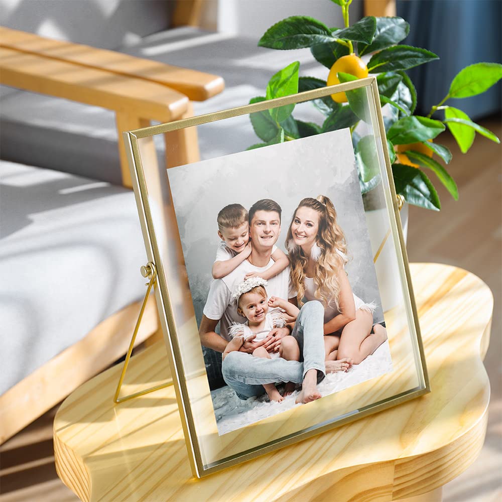 AceList Picture Frame Set of 3 for 8x10 Picture - Gold Metal Floating Photo Frame with Glass Cover - 10x12 Frame Gold Picture Fr